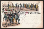 Litho Gruss von der Musterung 1900