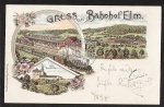 Litho Bahnhof Elm Zug Eisenbahn Dampflok