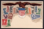 Briefmarkenkarte USA Ottomar Zieher München 