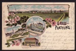 Plattling Litho 1905 Bahnhof Turnhalle