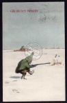 Neujahr Zwerg Jagd Hase Schnee 1919