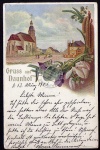 Naunhof 1901 Kirche markt Künstlerkarte Thieme