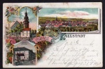 Kallstadt 1898 Litho Kirche Rathaus Brunnen 