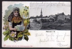 Schöneck Vogtland Frau Tracht Litho 1904