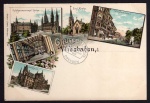 Litho 1896 Wiesbaden Wilhelmstraße Rathaus 