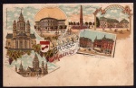 Litho Mainz 1897 Mainzer Bierhallen Wein