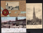 3 AK Karlsruhe Marktplatz Rathaus Stadtkirche 