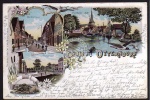 Otterndorf Litho 1897 Marktstrasse Meder Hafen 