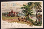 Hügel Bootshaus 1900 Litho Künstlerkarte
