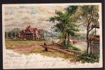 Hügel Bootshaus 1900 Litho Künstlerkarte 