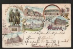 Litho Weimar 1899 Goethe Schiller Denkmal Post