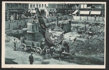 Bau der Untergrundmeßhalle Leipzig Markt 1925 