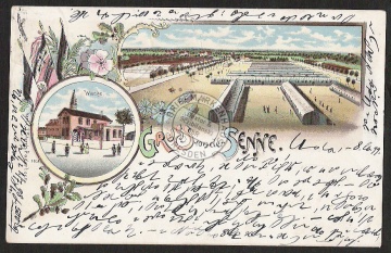 Litho Gruss von der Senne Wache Übungsplatz Pa 