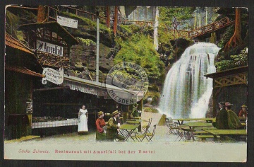 Amselfall Restaurant Bastei mit Postkarten 