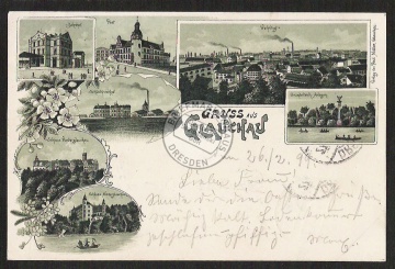 Litho Glauchau Bahnhof Post Wehrdigt Schlachtv 