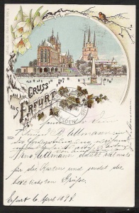 Winter Litho Erfurt Dom 1897 Schneeglöckchen 