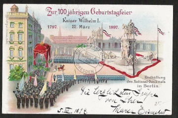 Litho Berlin Parade 100. geb. Kaiser Wilhelm E 