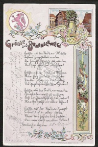 Litho Braunschweig Gedicht Braunschweiger Löwe 