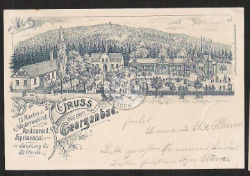 Federlitho Georgenbad Niederneukirch 1900 