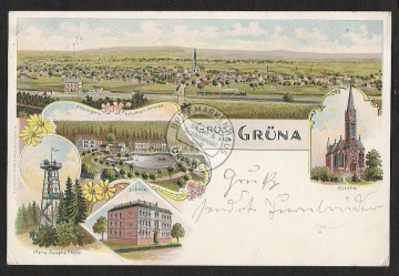 Grüna Sachsen Litho Schule Naturheil Anstalt 