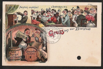 Litho Gruss aus de Bierstadt Bier Braunbier Sy 