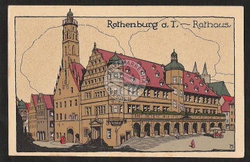 Rothenburg o. T. Rathaus Künstler Steinzeichnu 