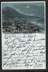 Litho Königstein Halt gegen Licht Mond + Fenst 