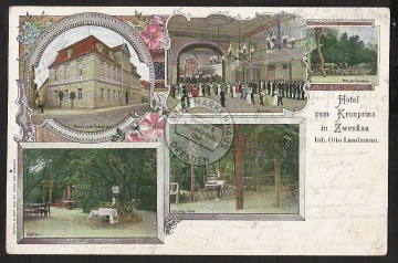 Litho Zwenkau Hotel zum Kronprinz 1906 