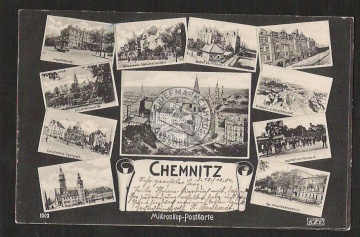 Chemnitz Mikroskop Postkarte Synagoge Luisenha 