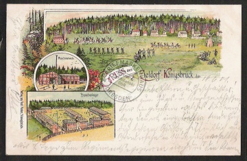 Litho Zieldorf Königsbrück Barackenlager Masch 