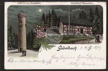 Litho Gabelbach Restauration Turm Kickelhahn 