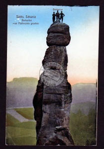 Sächs. Schweiz Bergsteiger auf Barbarine 