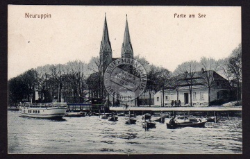 Neuruppin Partie am See Kirche Dampfer 