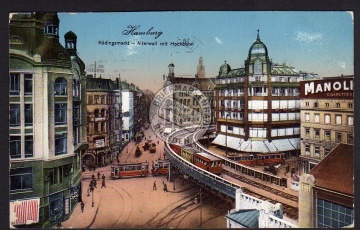 Hamburg Rödlingsmarkt Alterwall mit Hochbahn 