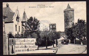 Jüterbog Zinnaertor mit Spruch Turm Stadttor 