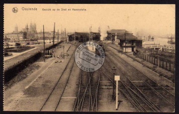 Oostende bahnhof la Gare Havenstatie 1917 