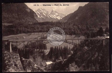 Charmey Pont du Javroz Brücke Berge 1912 