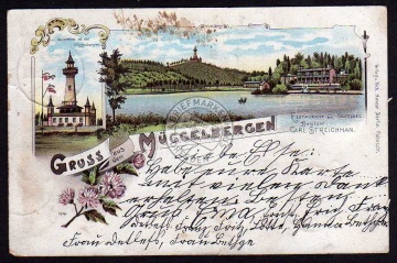 Litho Müggelberge Aussichtsturm 1899 Restaurant 