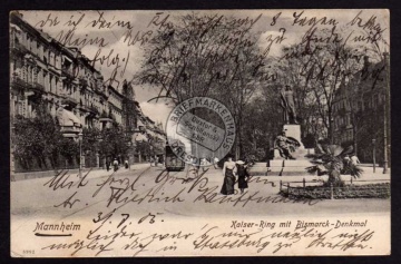 Mannheim Kaiser Ring Bismark Denkmal 1905 