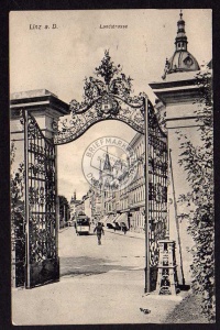 Linz Donau Landstrasse Strassenbahn Tor 1918 