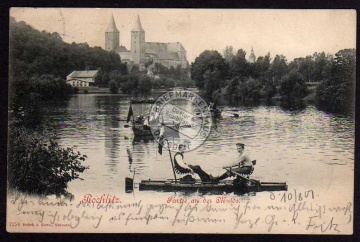 Rochlitz 1901 Partie an d. MuldeTretboot Boot 