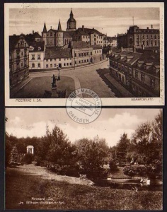 2 AK Meerane Sa. Bismarckplatz Wilhelm Wunderlich 