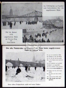 2 AK Frankfurt Main zugefrorener Main 1914 Eis 