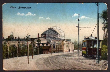 Libau Badeanstalt Straßenbahn Liepaja 1917 