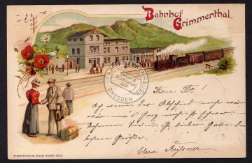 Litho Bahnhof Grimmenthal 1900 