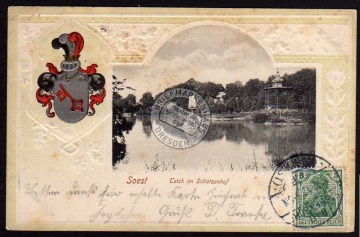 Soest 1912 Teich im Schützenhof Wappen 