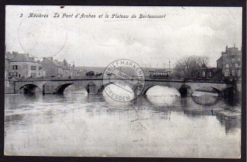 Mézières Brücke Straßenbahn 1915 Bertaucuort 