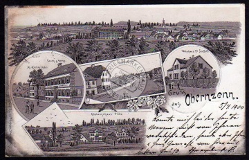 Oberzenn Litho 1900 Gasthaus z. Krone Wohnhaus 