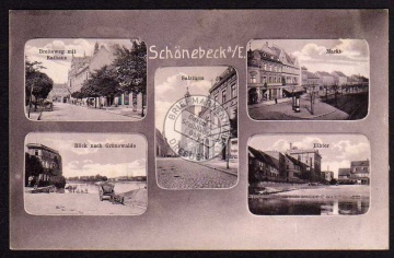 Schönebeck a.E. 1907 Breiteweg mit Rathaus 