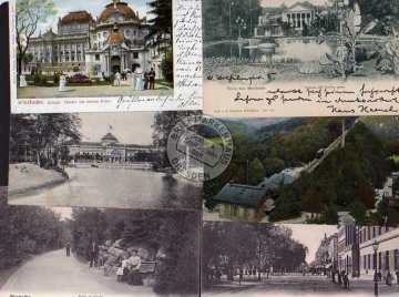 13 AK Wiesbaden 1903 - 1921 Jagdschloss Platte II 